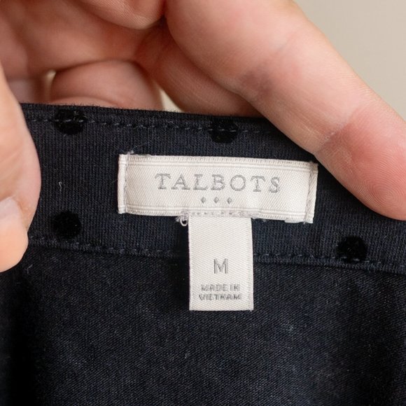 Women’s Talbots Black Velvet Polka Long Sleeve‎ Blouse size M - Picture 11 of 13
